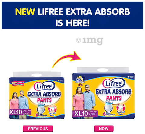 Lifree Extra Absorb Adult Diaper Pants Unisex, Extra Large size 2 Pieces,  Waist size (90-125