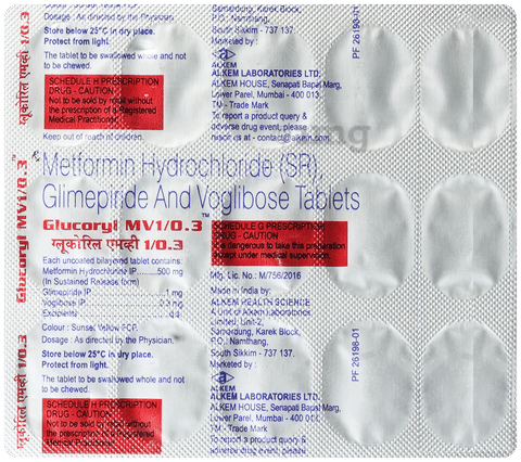 Glucoryl MV1/0.3 Tablet SR image Glucoryl MV1/0.3 Tablet SR image
