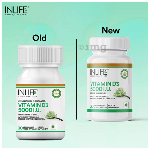 Inlife 100% Natural Plant Based Vitamin D3 5000IU Vegan Liquid