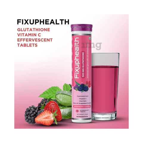 Combo Pack of Fixuphealth Natural Amla 1000mg Vit C & Zinc Effervescent  Tablet Orange (20) & Fixuphealth Glutathione 500mg Effervescent Tablet  Strawberry (15): Buy combo pack of 2.0 bottles at best price