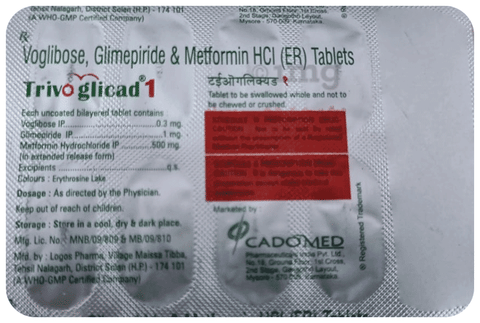 Trivoglicad 1mg/500mg/0.3mg Tablet ER image