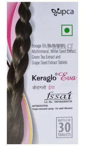 Keraglo Eva Hair Tablets strip (30 Tab) For Hair Fall Treatment :  Amazon.in: Health & Personal Care