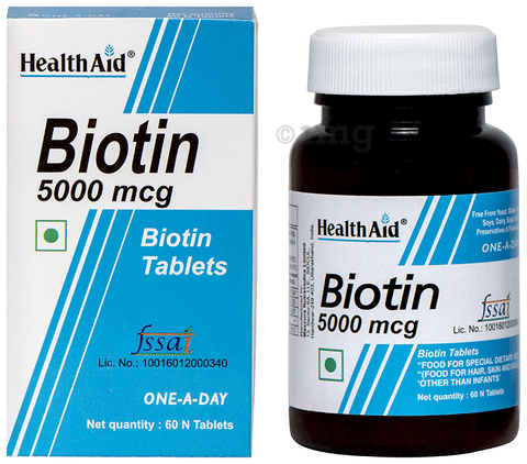 HealthAid Biotin 5000 µg Tablet: View Uses, Side Effects, Price
