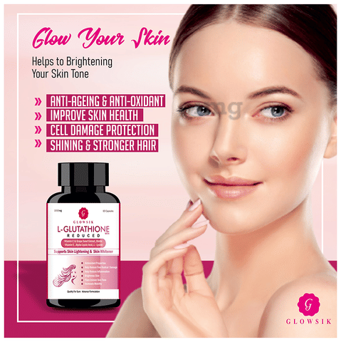 Glowsik L-Glutathione (Reduced) 1000mg | With Vitamin C & ALA for Skin  Health Capsule: Buy bottle of 60.0 capsules at   in India  | 1mg