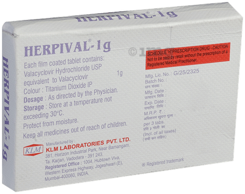 Herpival 1000mg Tablet image
