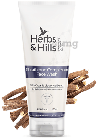 Herbs & Hills Glutathione Complexion Face Wash: Buy tube of 100.0 ml Face Wash at 𝗯𝗲𝘀𝘁 𝗽𝗿𝗶𝗰𝗲 in India