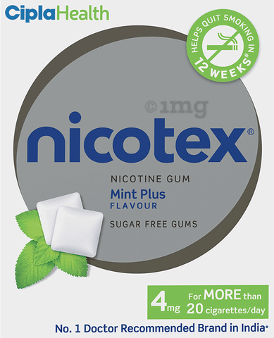 Nicotex Nicotine Sugar Free 4mg Chewing Gums Mint Plus