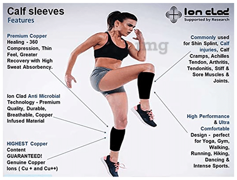 Ion Clad Copper Compression Calf Sleeve Small: Buy box of 2.0 units at best  price in India