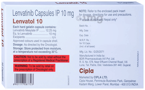 Lenvatol 10mg Capsule image