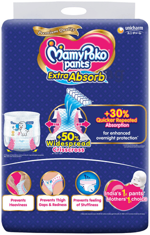 Buy MamyPoko Pants Extra Absorb Diapers Pants Large Size L-32+32 Counts - L  (64 Pieces) Online at Best Prices in India - JioMart.