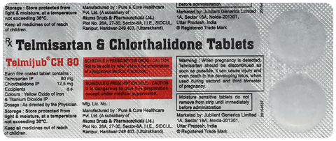 Telmijub CH 80mg Tablet image Telmijub CH 80mg Tablet image