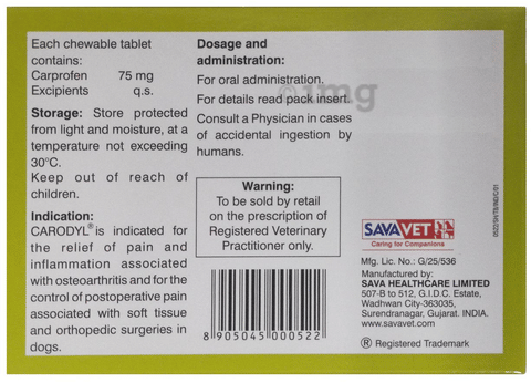 Carodyl 75 (Carprofen) Dog Tablet image Carodyl 75 (Carprofen) Dog Tablet image