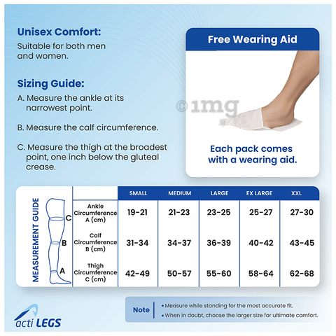 actiLEGS Class II Medical Compression Stocking Open Toe Medium Skin Colour  Thigh Length: Buy box of 1.0 Pair of Stockings at best price in India
