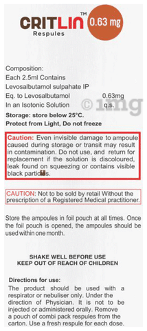 Critlin 0.63mg Respule (2.5 ml Each)