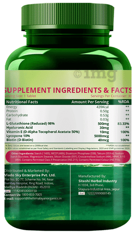 Vlado's Himalayan Organics L-Glutathione Reduced + Vegetarian Tablet: Buy  bottle of 30.0 tablets at best price in India | 1mg