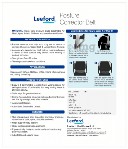 Leeford Posture Corrector Belt Medium: Buy box of 1.0 Unit at best price in  India