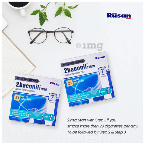 2baconil TTS30 Nicotine Transdermal Patch 21mg/24h | (Step 1) | Helps to Quit Smoking image