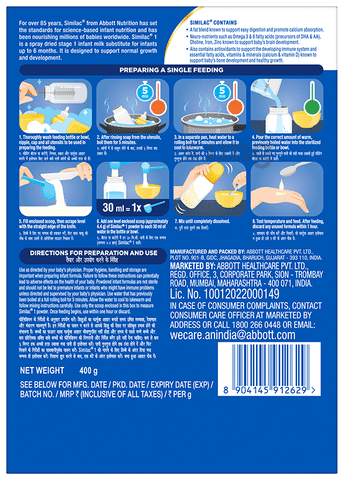 Similac Stage 1 Infant Formula Up to 6 months Buy box of 400.0