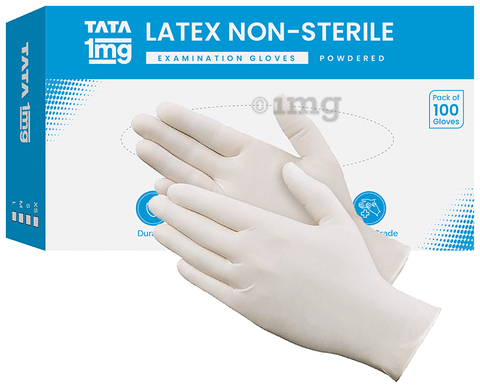 Tata 1mg Latex Non Sterile Examination Gloves Large Buy box of