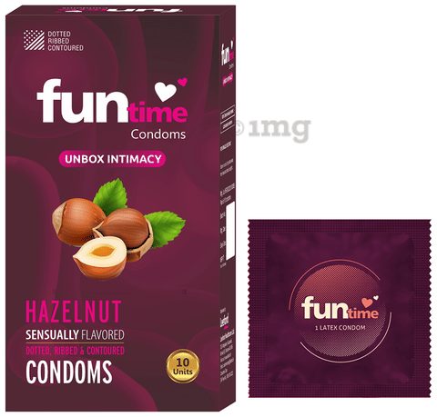 Funtime Dotted, Ribbed & Contoured Condom Hazelnut image