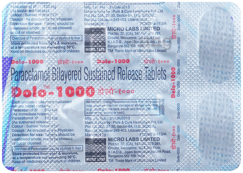 डोलो 1000mg टैबलेट image