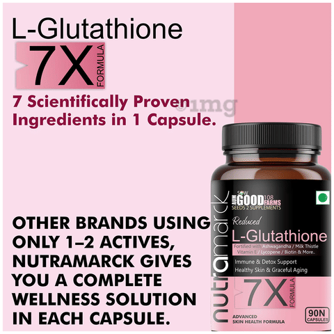 liposomal glutathion NutraMarck L-Glutathione 7X Capsule | Advanced Formula | Radiant Skin &  Support Liver Health: Buy bottle of 90.0 capsules at 𝗯𝗲𝘀𝘁 𝗽𝗿𝗶𝗰𝗲 in  India