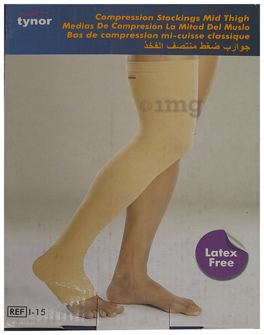 Tynor I 15 Compression Stocking Mid Thigh Open Toe Latex Free: Buy box of  1.0 Pair of Stockings at best price in India