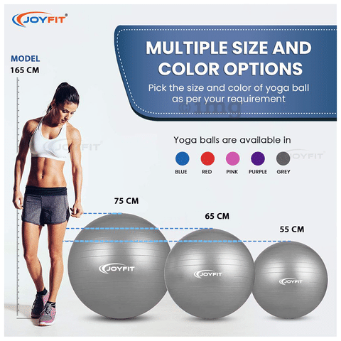 Joyfit Yoga Ball with Inflation Pump Grey Medium Buy box of 1.0