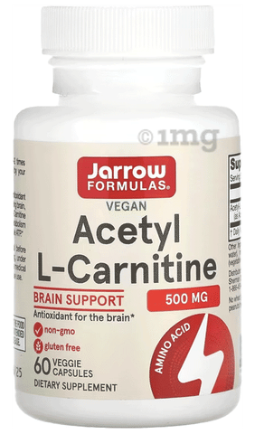 Jarrow Formulas Acetyl L-Carnitine 500mg Veggie Cap | For Brain Function  Support: Buy bottle of 60.0 vegicaps at best price in India