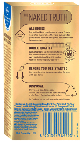 Durex Real Feel Latex-Free Condom | Suitable for Use with Lubes: Buy box of  10.0 condoms at best price in India | 1mg