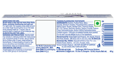 Sensodyne Rapid Relief Sensitive for Healthy Gums & Strong Teeth, Daily  Protection Toothpaste: Buy tube of 40.0 gm Toothpaste at best price in  India