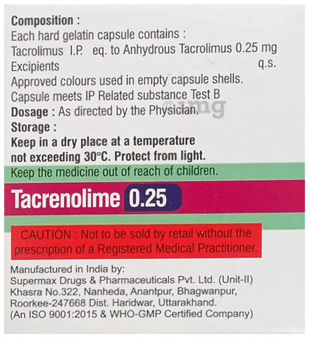 Tacrenolime 0.25 Capsule