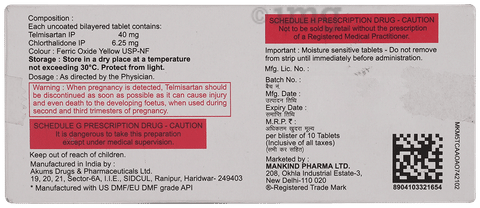 Telmikind CT 40mg/6.25mg Tablet