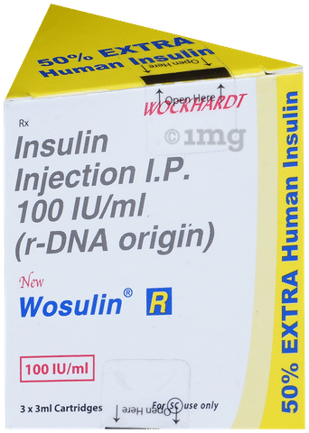 New Wosulin R 100IU/ml Injection 3ml Each