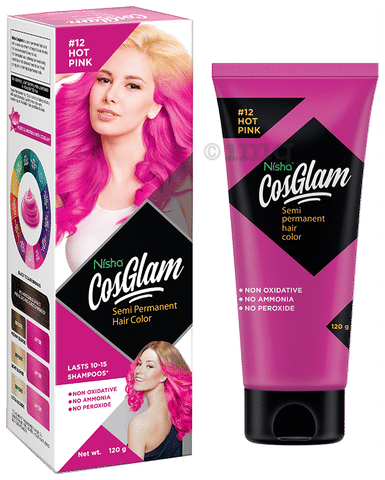 Nisha Cosglam Semi Permanent Hair Color Hot Pink: Buy tube of 120 gm Cream  at best price in India | 1mg
