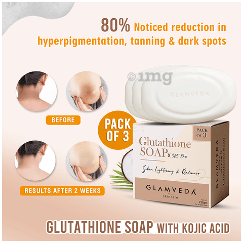 Glamveda Glutathione Skin Lightening & Radiance Soap (75gm Each): Buy box  of 3.0 soaps at best price in India | 1mg