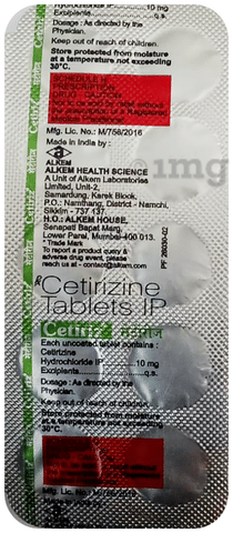 Cetiriz 10mg Tablet image