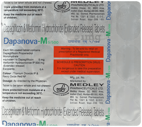 Dapanova M 5mg/500mg Tablet