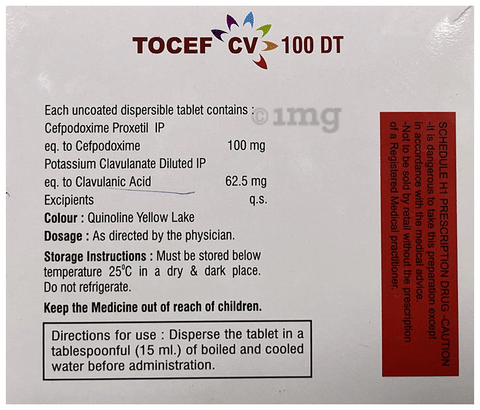 Tocef CV 100 DT Tablet image