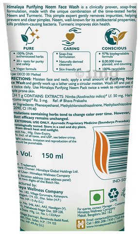 Himalaya neem face wash ingredients sale