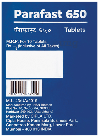 Parafast 650mg Tablet image