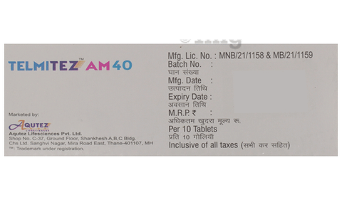 Telmitez AM 40 Tablet image Telmitez AM 40 Tablet image