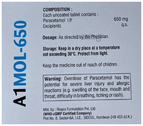 A1mol 650 Tablet image A1mol 650 Tablet image