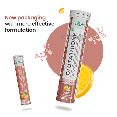 Neuherbs Glutathione Effervescent Tablet with Vitamin C & Hyaluronic Acid for Skin Glow & Hydration