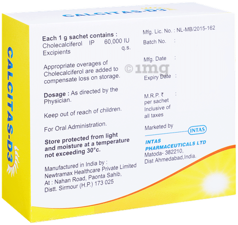 Calcitas D3 Granules 1gm For Bone Joint and Muscle Care