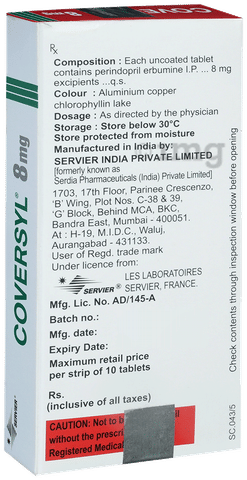 Coversyl 8mg Tablet image