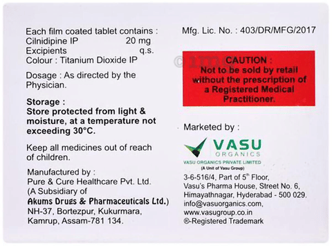 Cildipin 20mg Tablet image