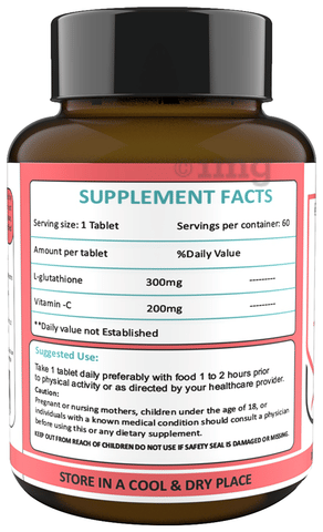 Vedaneq L-Glutathione with Vitamin C for Skin & Immunity | Tablet: Buy  bottle of 30.0 tablets at   in India | 1mg