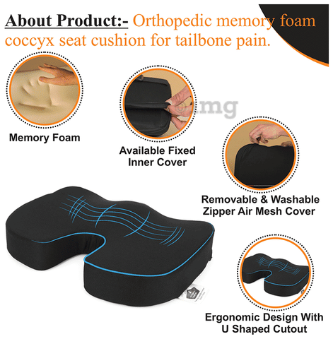 Superfine Comfort Orthopedic Memory Coccyx Seat Cushion for Sciatica, Back  Pain Relief & Hip Support: Buy box of 1.0 Cushion at best price in India