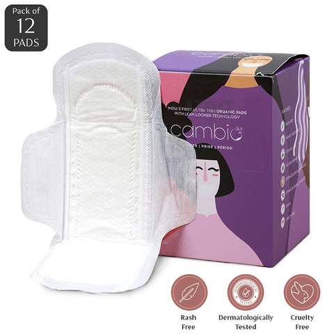 Cambio 100 Cotton Sanitary Pads Medium Flow Buy box of 12.0 pads